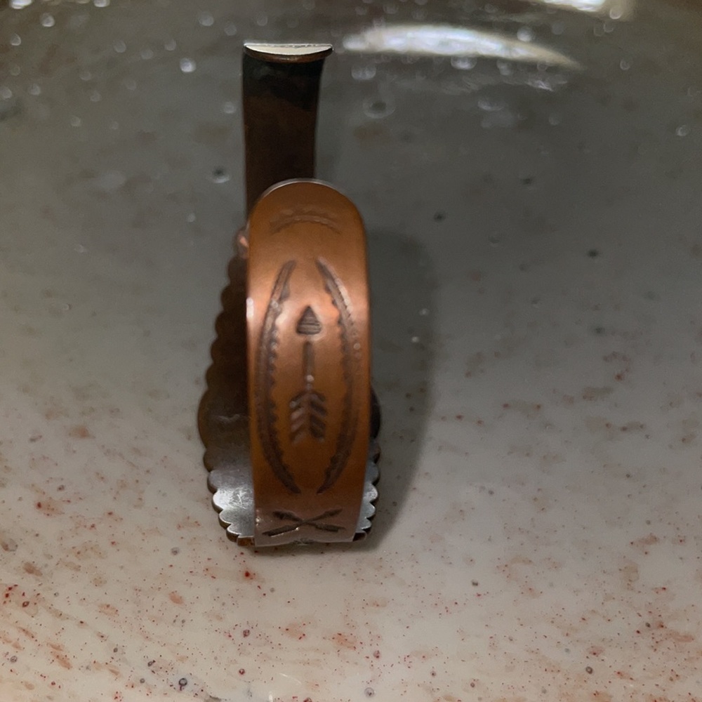 Vintage Copper Bracelet Arrowhead Engraved Adjustable Width - Picture 6 of 10
